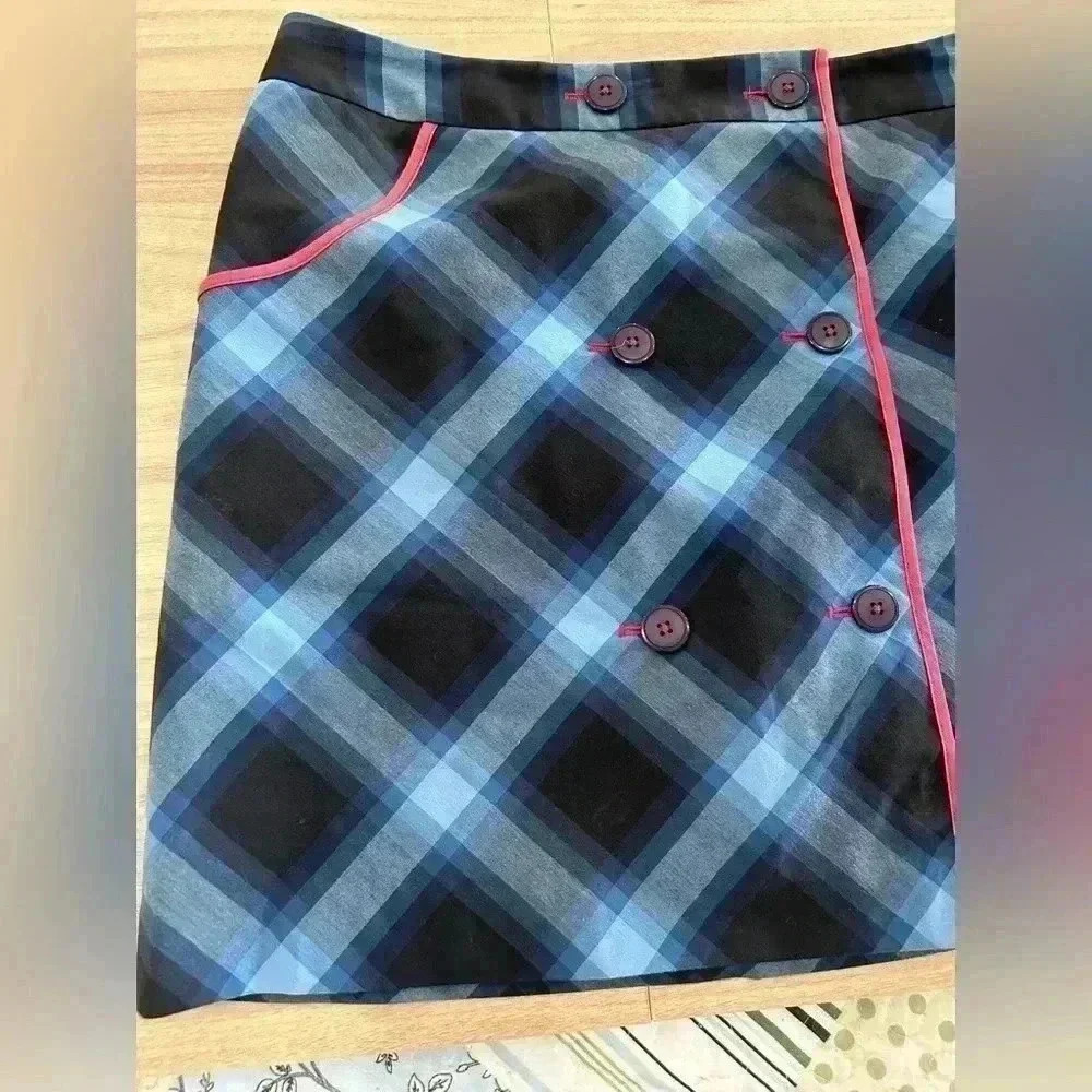 Cutter & Buck golf skort blue red geometric design sz 14 zipper buttons like new - Picture 3 of 6